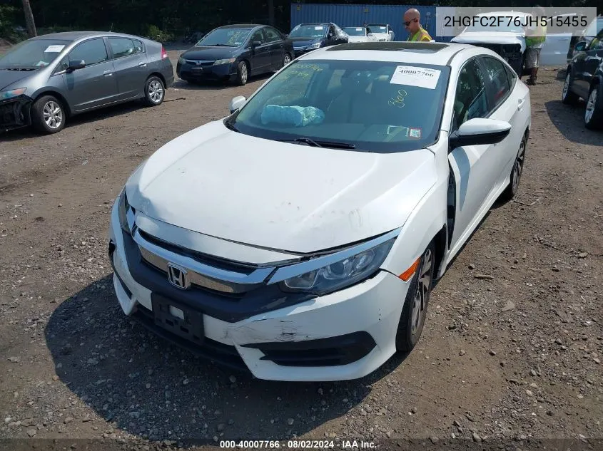 2018 Honda Civic Ex VIN: 2HGFC2F76JH515455 Lot: 40007766