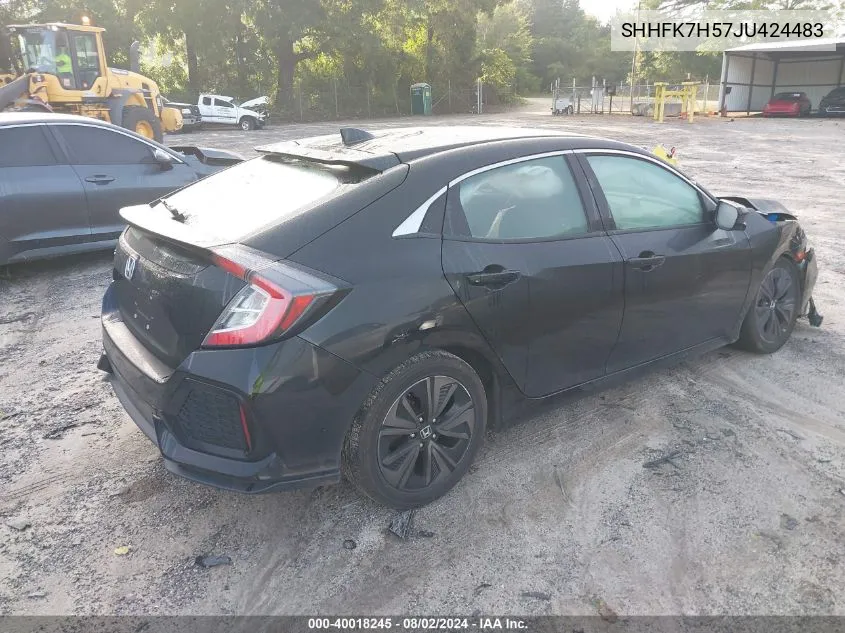 2018 Honda Civic Ex VIN: SHHFK7H57JU424483 Lot: 40018245