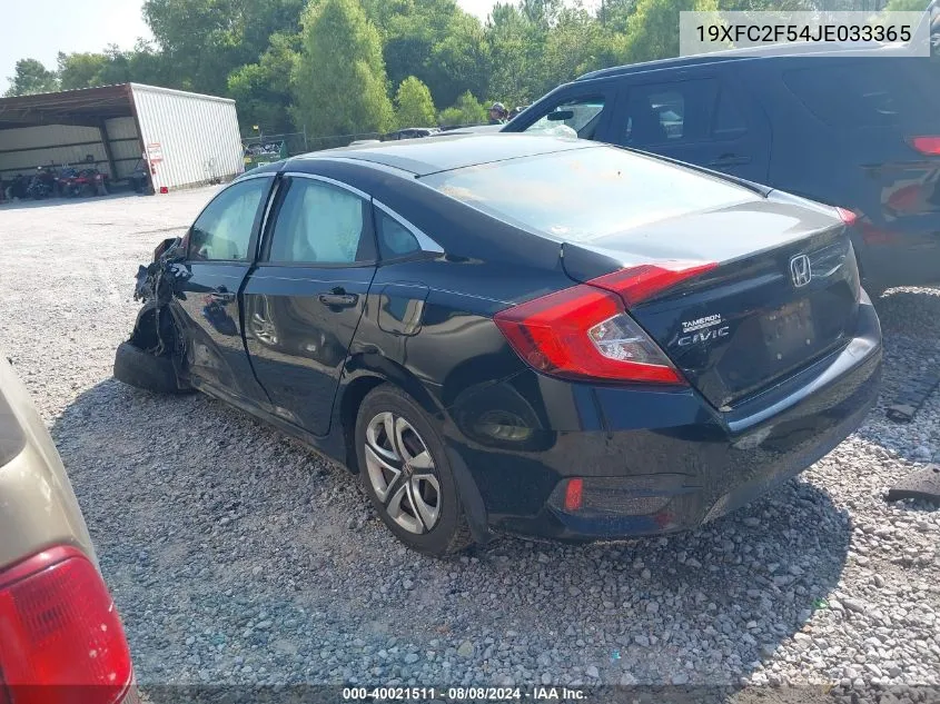 2018 Honda Civic Lx VIN: 19XFC2F54JE033365 Lot: 40021511