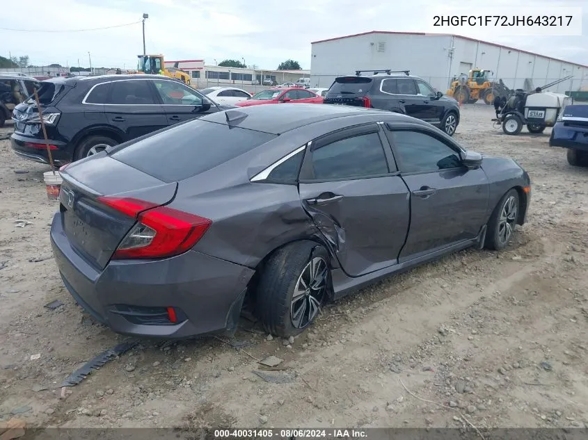 2HGFC1F72JH643217 2018 Honda Civic Ex-L