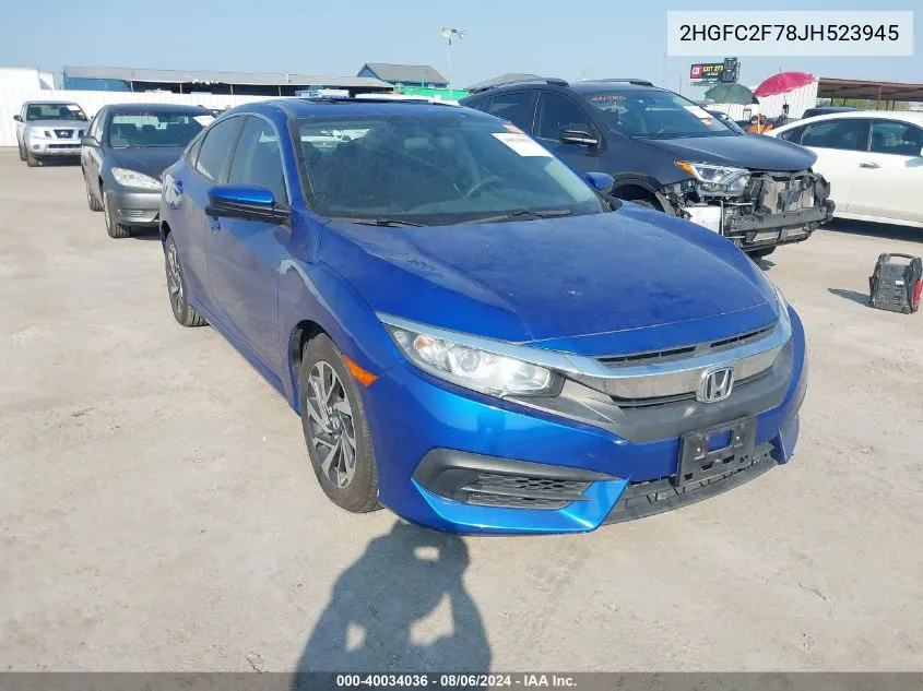 2HGFC2F78JH523945 2018 Honda Civic Ex