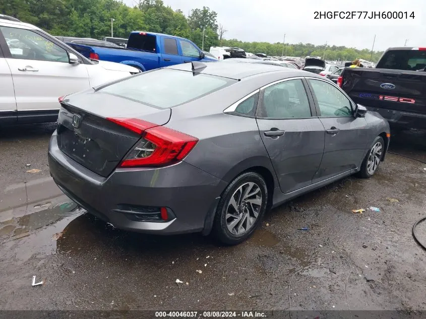 2HGFC2F77JH600014 2018 Honda Civic Ex