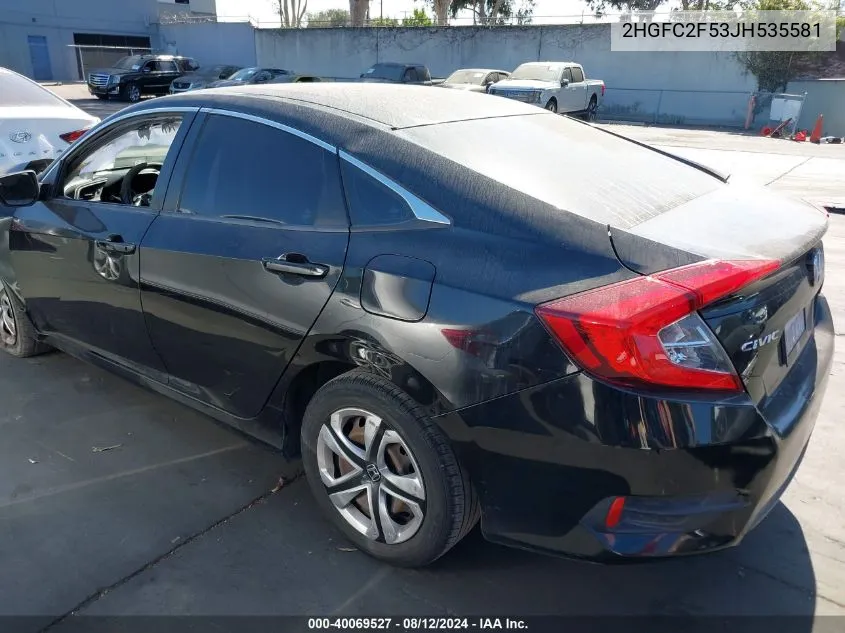 2HGFC2F53JH535581 2018 Honda Civic Lx