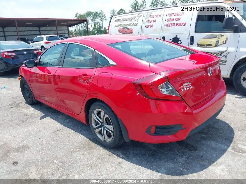 2018 Honda Civic Lx VIN: 2HGFC2F53JH510390 Lot: 40069617