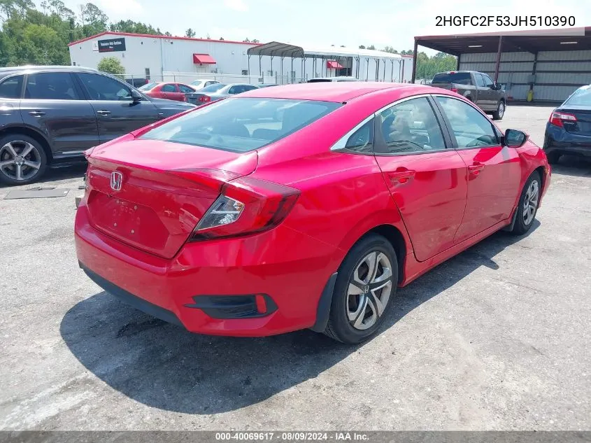 2018 Honda Civic Lx VIN: 2HGFC2F53JH510390 Lot: 40069617