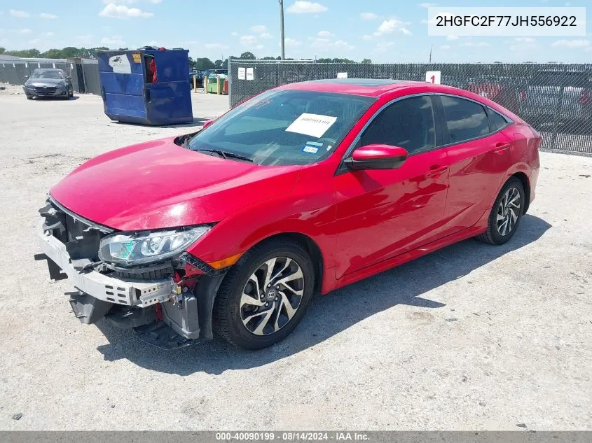 2018 Honda Civic Ex VIN: 2HGFC2F77JH556922 Lot: 40090199