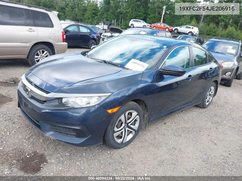 2018 Honda Civic Lx VIN: 19XFC2F54JE206916 Lot: 40094224