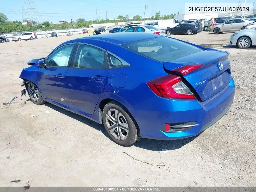 2018 Honda Civic Lx VIN: 2HGFC2F57JH607639 Lot: 40100961