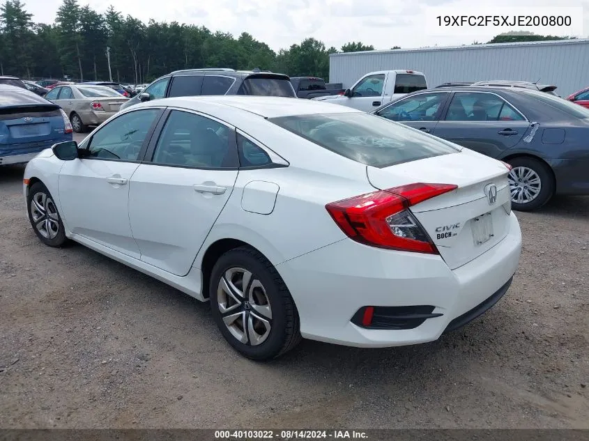 19XFC2F5XJE200800 2018 Honda Civic Lx