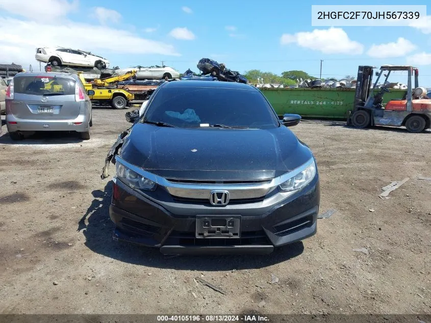 2018 Honda Civic Ex VIN: 2HGFC2F70JH567339 Lot: 40105196