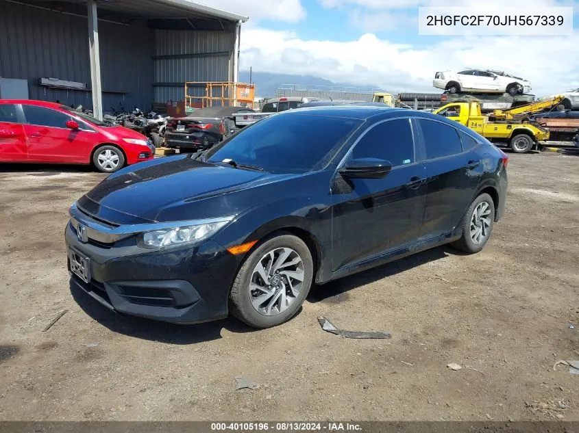 2HGFC2F70JH567339 2018 Honda Civic Ex