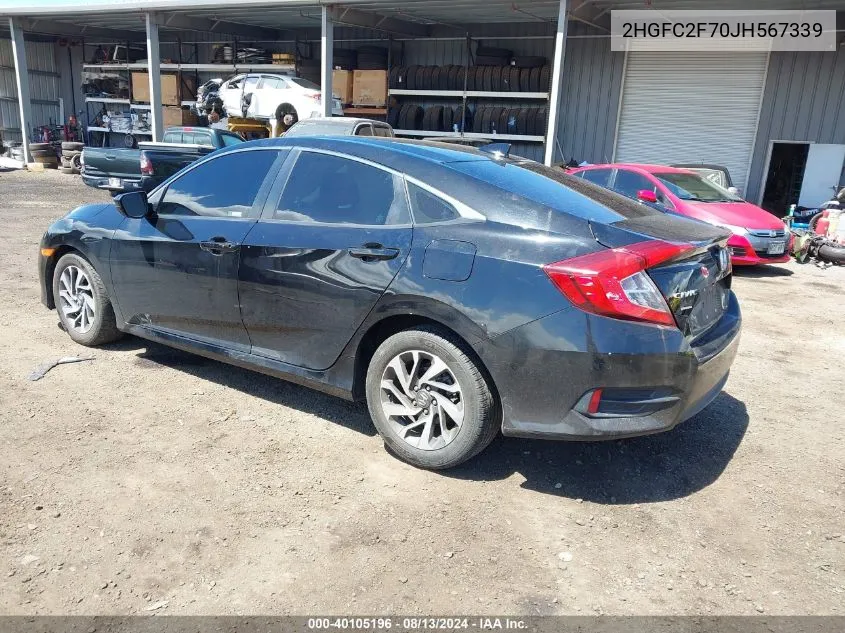 2HGFC2F70JH567339 2018 Honda Civic Ex