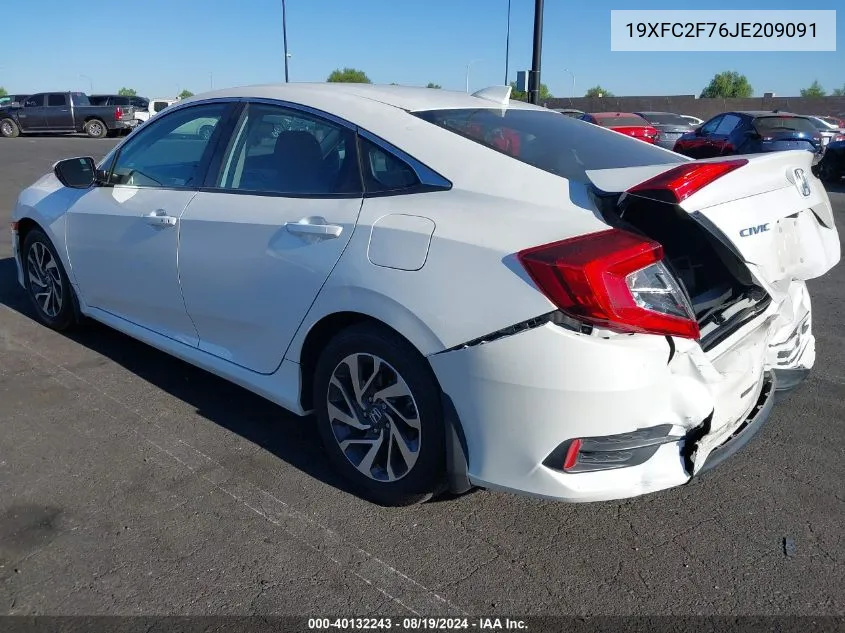 2018 Honda Civic Ex VIN: 19XFC2F76JE209091 Lot: 40132243