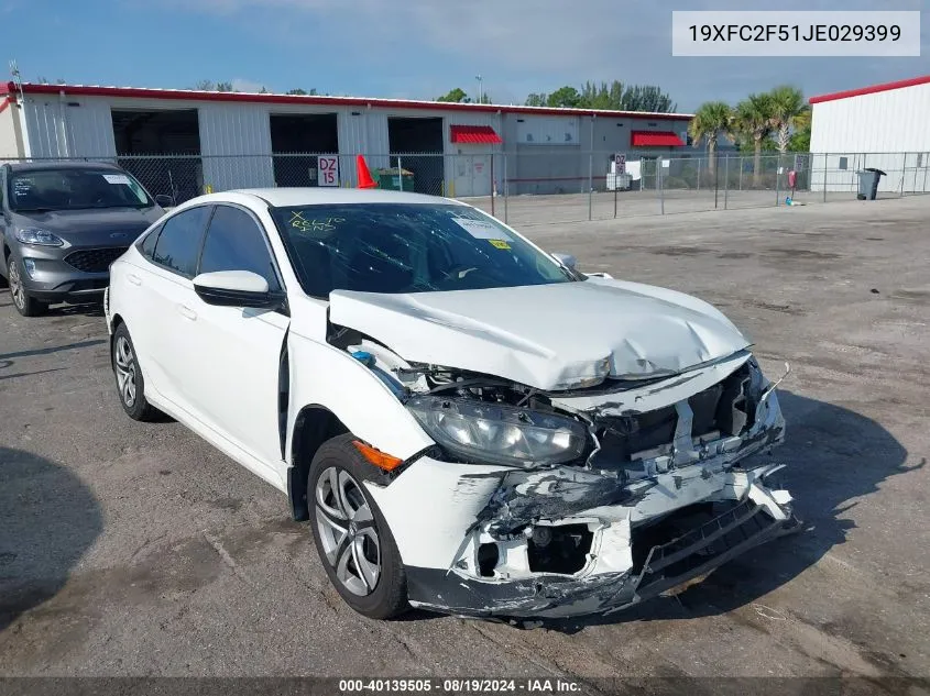 19XFC2F51JE029399 2018 Honda Civic Lx