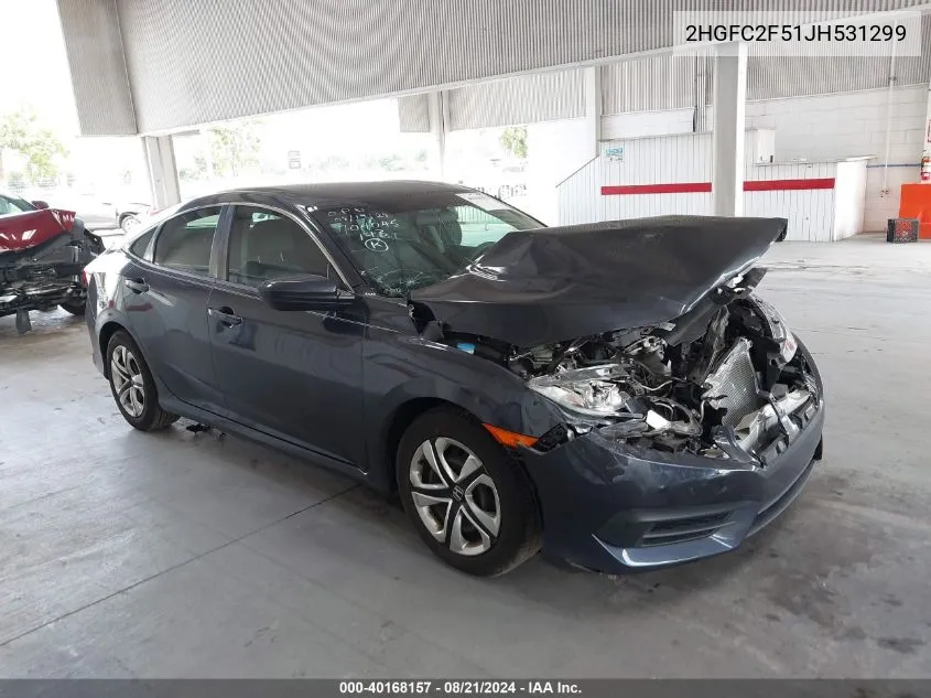 2018 Honda Civic Lx VIN: 2HGFC2F51JH531299 Lot: 40168157