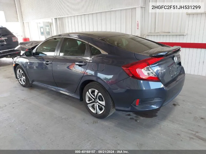 2018 Honda Civic Lx VIN: 2HGFC2F51JH531299 Lot: 40168157