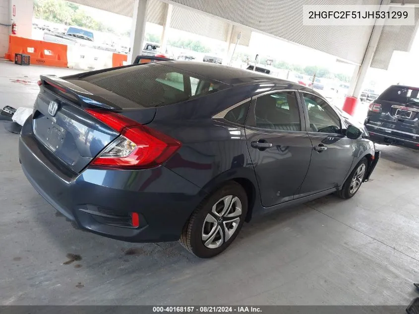 2018 Honda Civic Lx VIN: 2HGFC2F51JH531299 Lot: 40168157