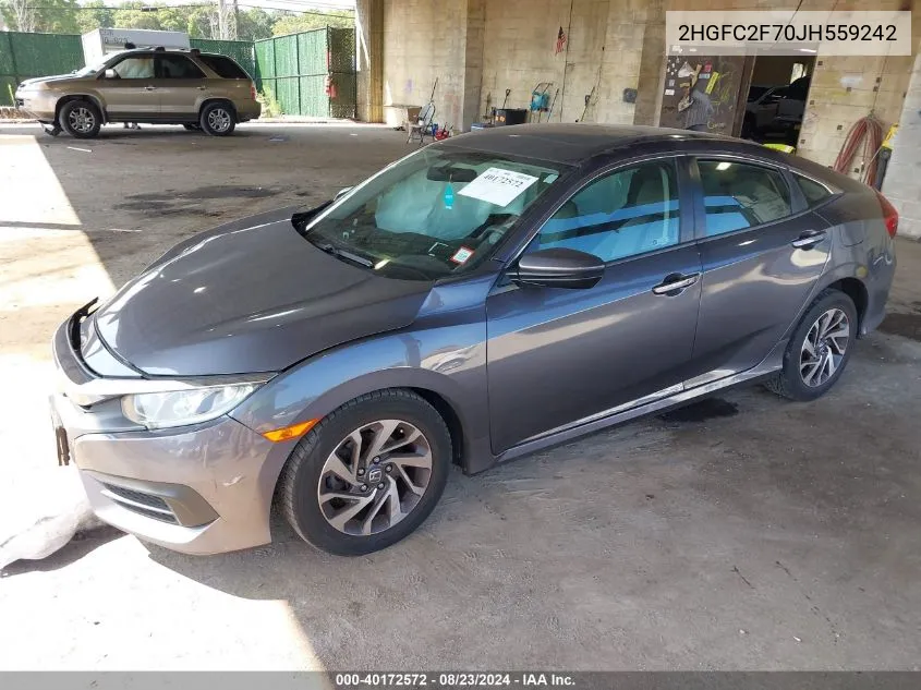 2HGFC2F70JH559242 2018 Honda Civic Ex