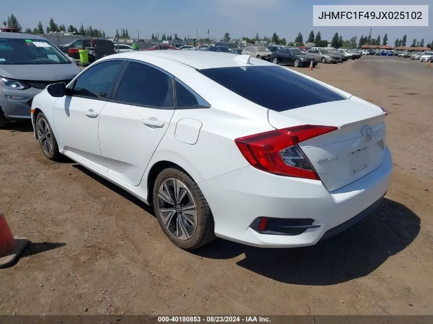 2018 Honda Civic Ex-T VIN: JHMFC1F49JX025102 Lot: 40180853