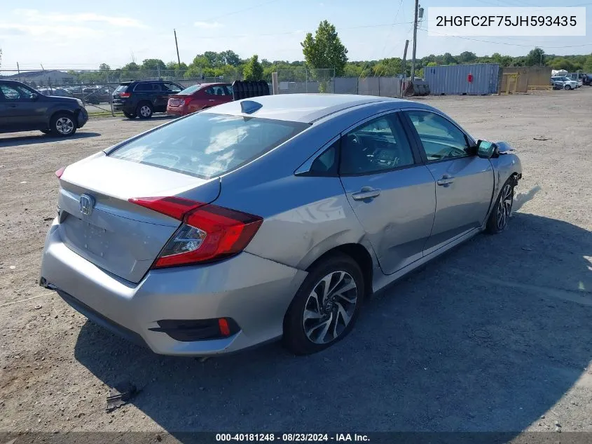 2018 Honda Civic Ex VIN: 2HGFC2F75JH593435 Lot: 40181248