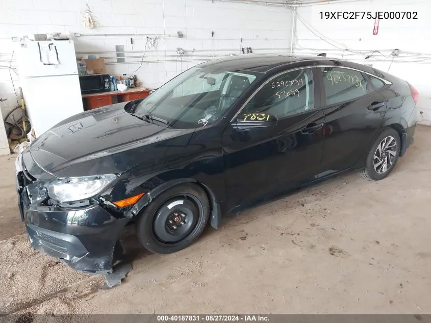 2018 Honda Civic Ex VIN: 19XFC2F75JE000702 Lot: 40187831