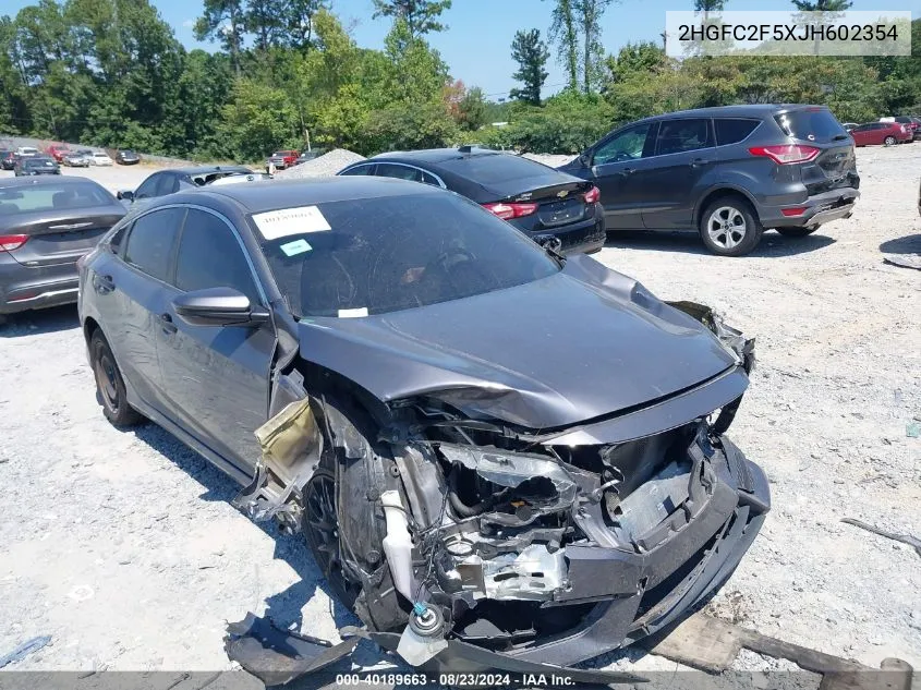 2018 Honda Civic Lx VIN: 2HGFC2F5XJH602354 Lot: 40189663