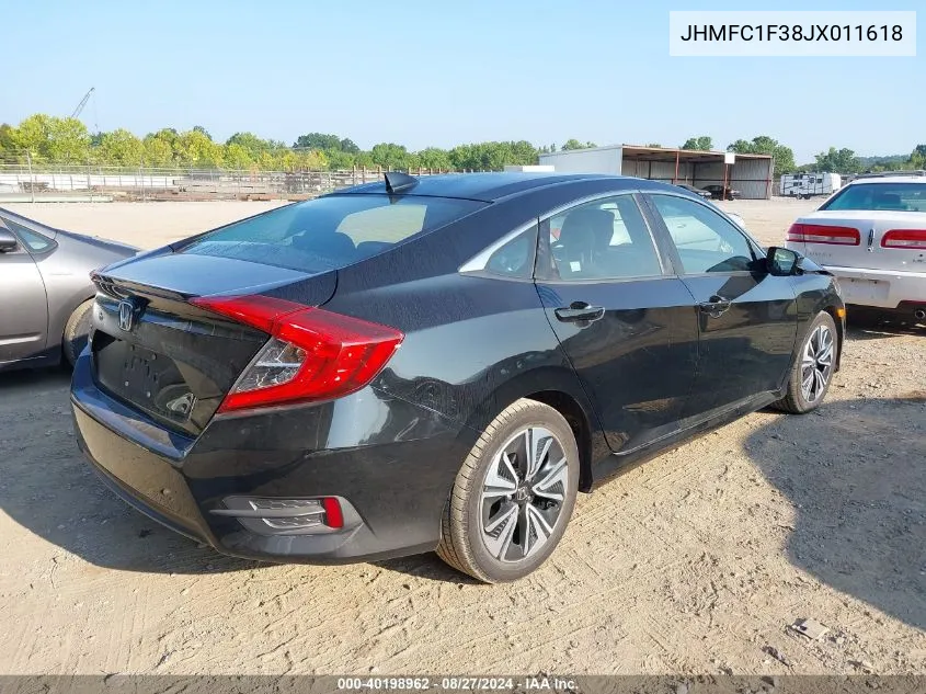 2018 Honda Civic Ex-T VIN: JHMFC1F38JX011618 Lot: 40198962