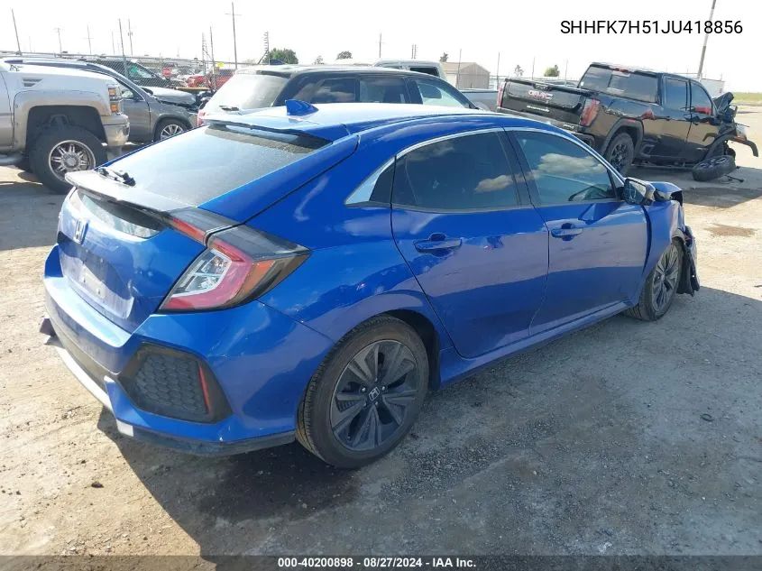 2018 Honda Civic Ex VIN: SHHFK7H51JU418856 Lot: 40200898