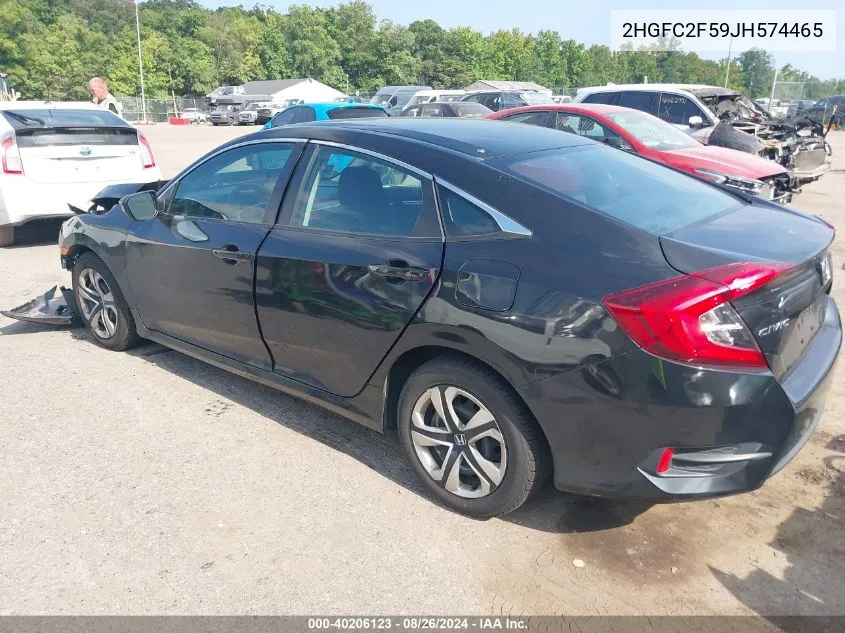 2018 Honda Civic Lx VIN: 2HGFC2F59JH574465 Lot: 40206123