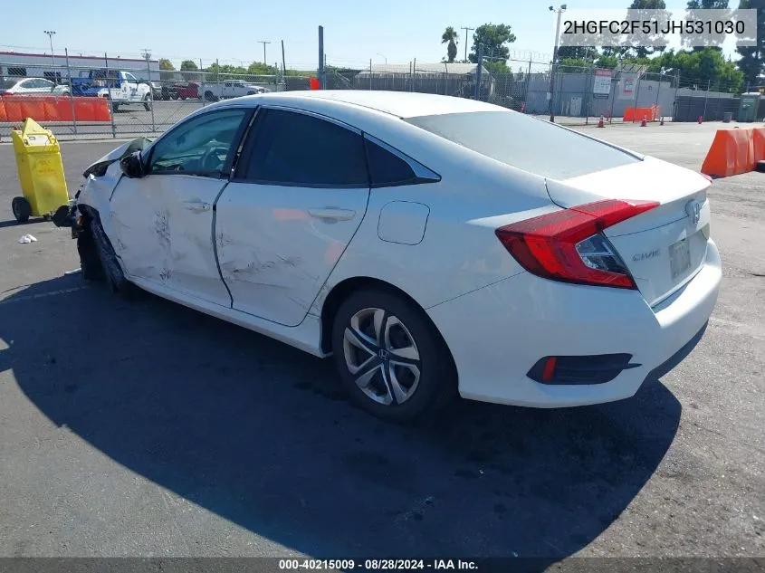 2018 Honda Civic Lx VIN: 2HGFC2F51JH531030 Lot: 40215009