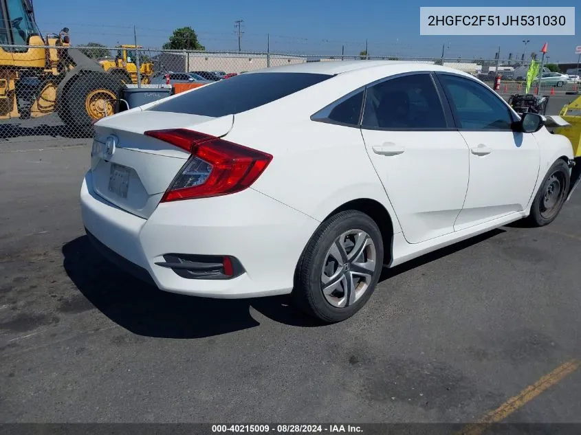 2HGFC2F51JH531030 2018 Honda Civic Lx