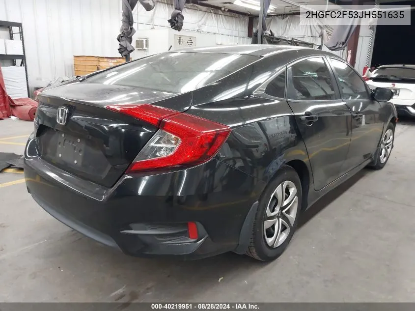 2018 Honda Civic Lx VIN: 2HGFC2F53JH551635 Lot: 40219951