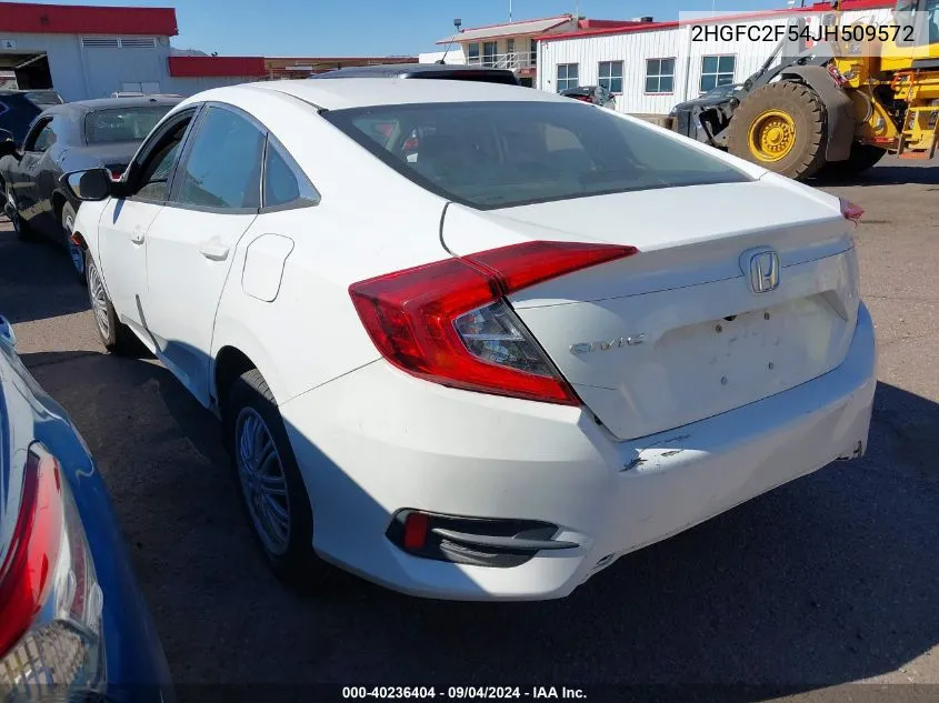 2018 Honda Civic Lx VIN: 2HGFC2F54JH509572 Lot: 40236404