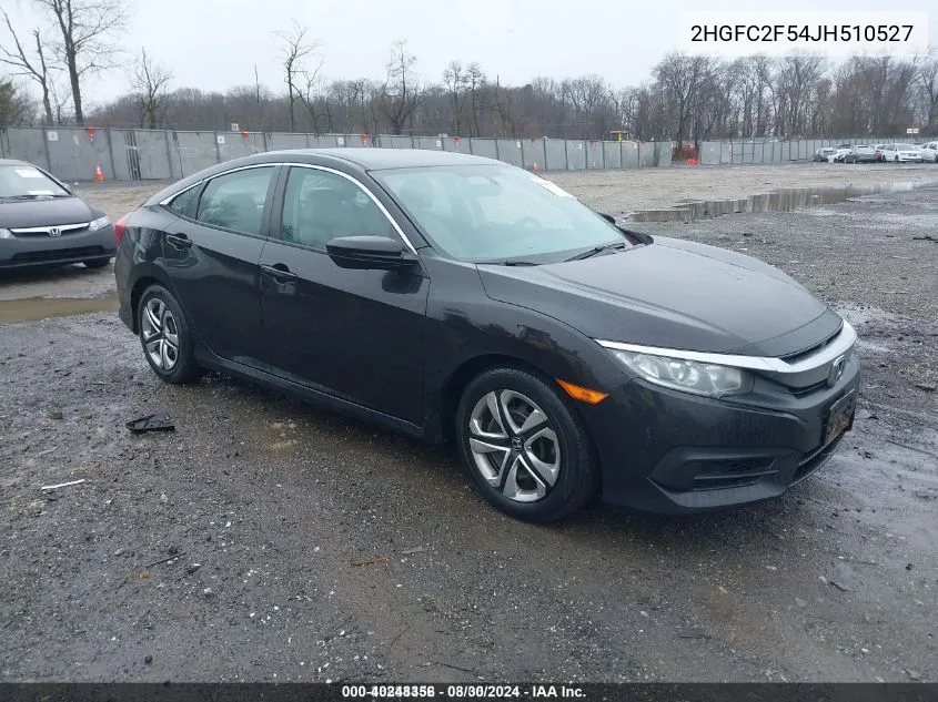 2018 Honda Civic Lx VIN: 2HGFC2F54JH510527 Lot: 40248356