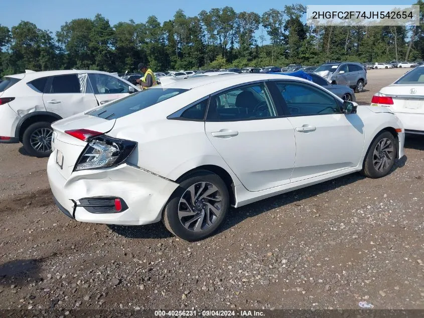 2018 Honda Civic Ex VIN: 2HGFC2F74JH542654 Lot: 40256231