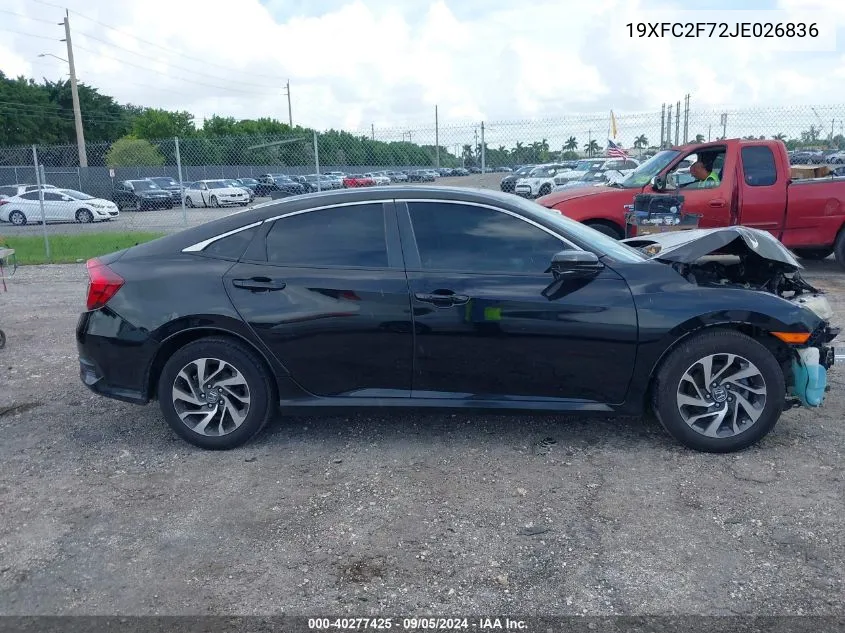 2018 Honda Civic Ex VIN: 19XFC2F72JE026836 Lot: 40277425