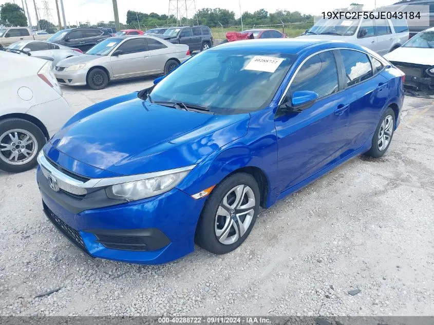 2018 Honda Civic Lx VIN: 19XFC2F56JE043184 Lot: 40288722