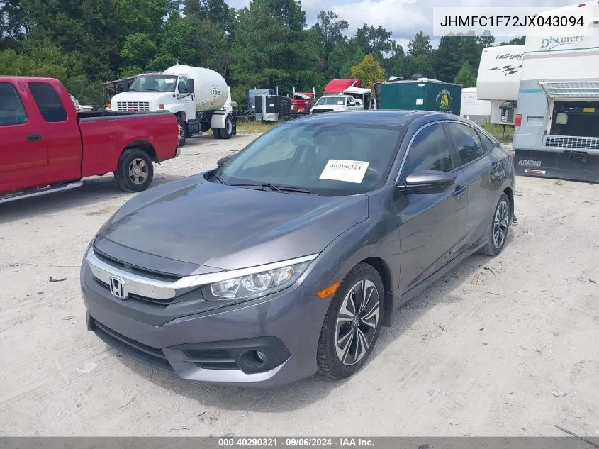 2018 Honda Civic Ex-L VIN: JHMFC1F72JX043094 Lot: 40290321