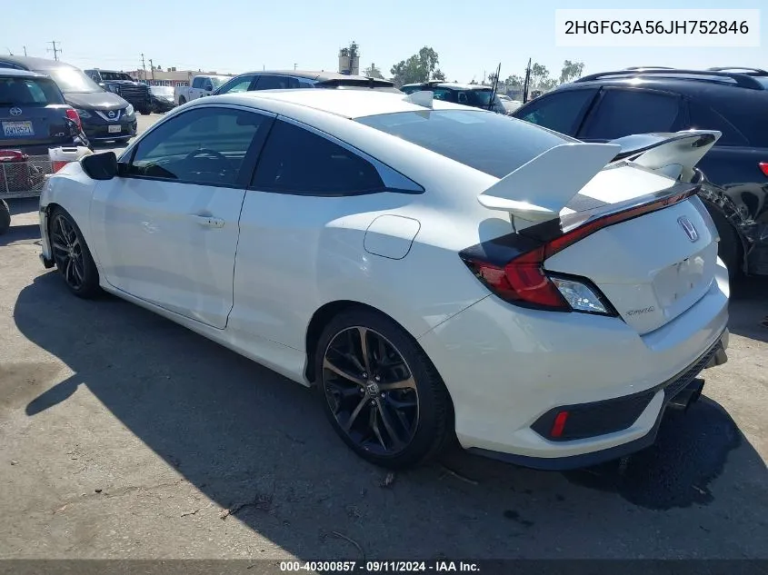 2018 Honda Civic Si VIN: 2HGFC3A56JH752846 Lot: 40300857