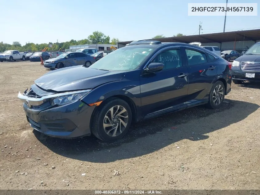 2HGFC2F73JH567139 2018 Honda Civic Ex