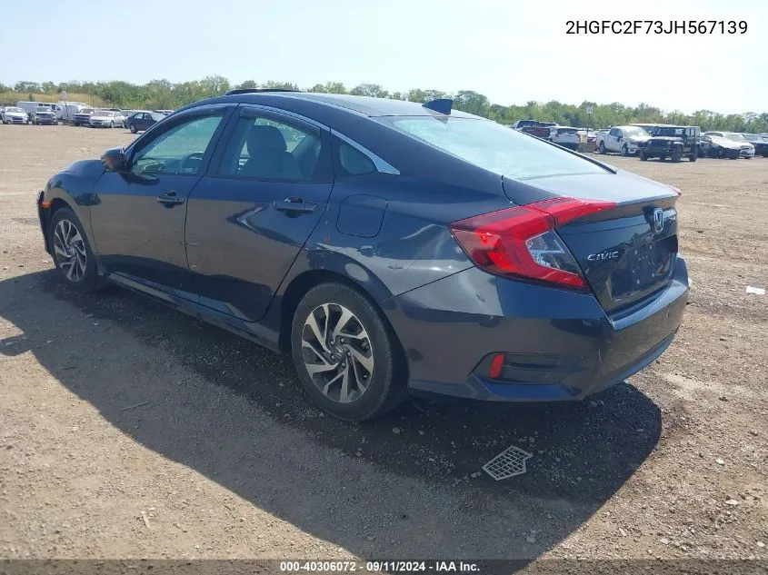 2018 Honda Civic Ex VIN: 2HGFC2F73JH567139 Lot: 40306072