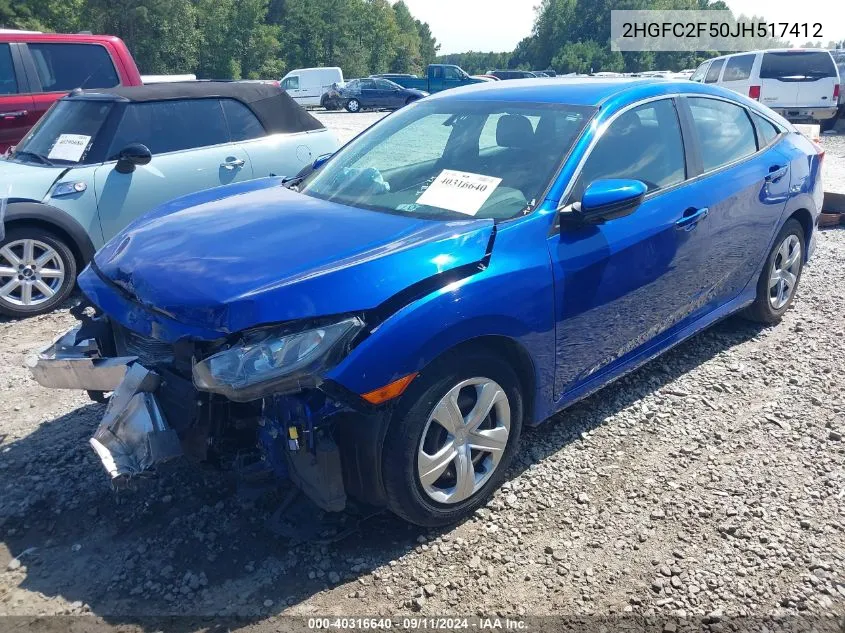 2018 Honda Civic Lx VIN: 2HGFC2F50JH517412 Lot: 40316640