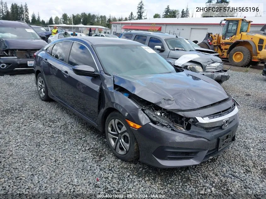 2018 Honda Civic Lx VIN: 2HGFC2F57JH565196 Lot: 40318002