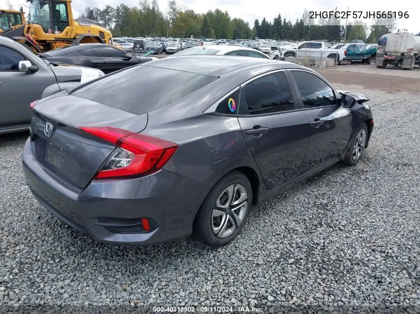 2018 Honda Civic Lx VIN: 2HGFC2F57JH565196 Lot: 40318002