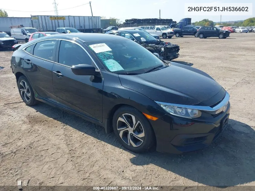 2HGFC2F51JH536602 2018 Honda Civic Lx