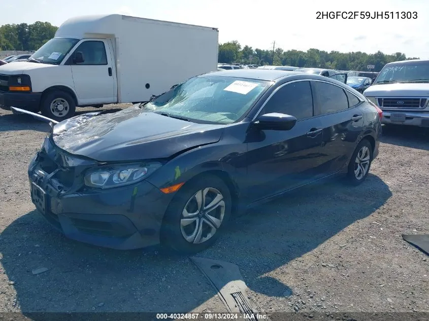 2018 Honda Civic Lx VIN: 2HGFC2F59JH511303 Lot: 40324857