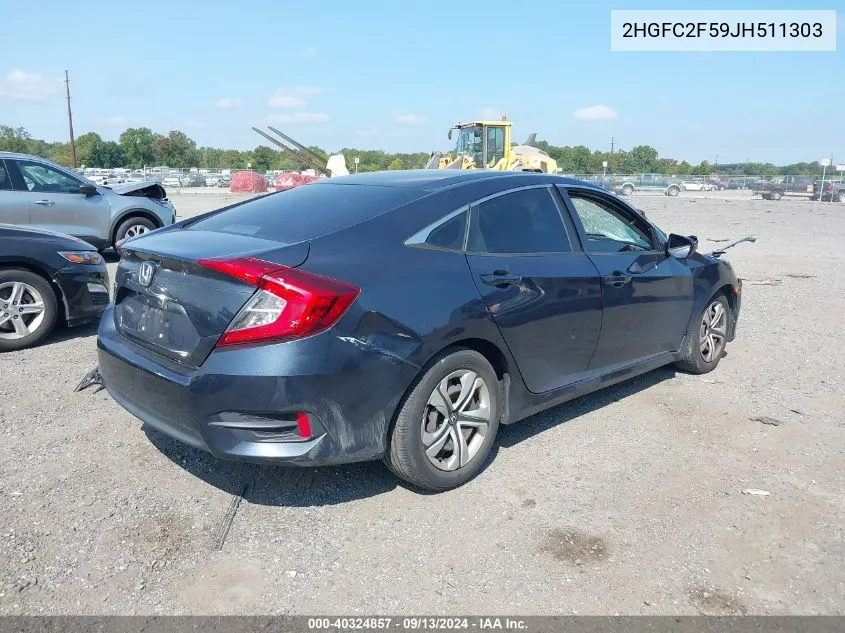 2018 Honda Civic Lx VIN: 2HGFC2F59JH511303 Lot: 40324857