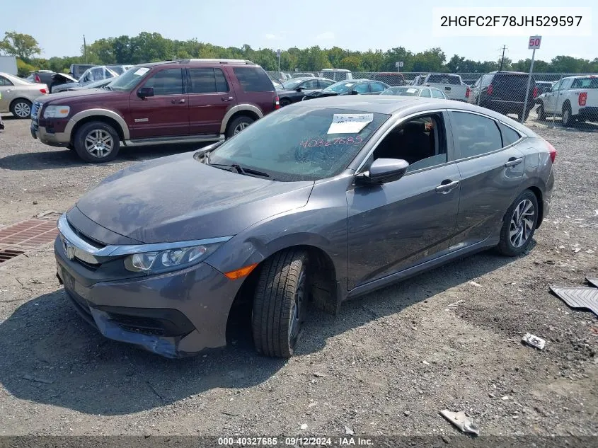 2018 Honda Civic Ex VIN: 2HGFC2F78JH529597 Lot: 40327685