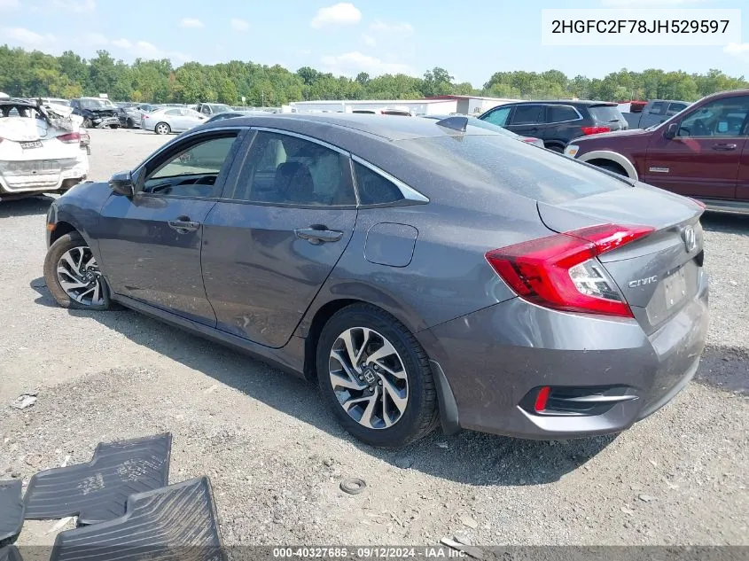 2018 Honda Civic Ex VIN: 2HGFC2F78JH529597 Lot: 40327685