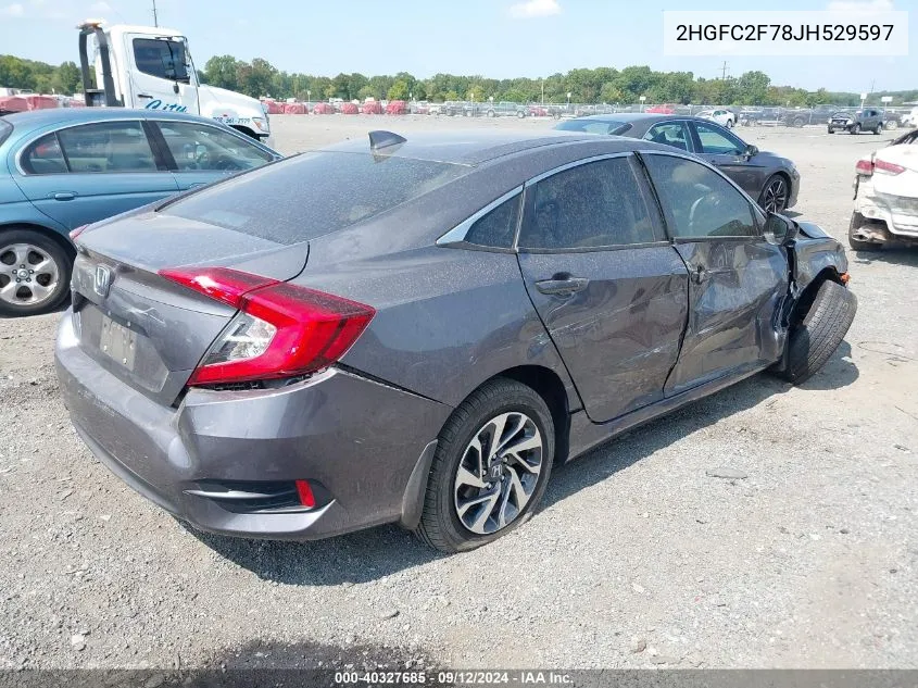 2HGFC2F78JH529597 2018 Honda Civic Ex